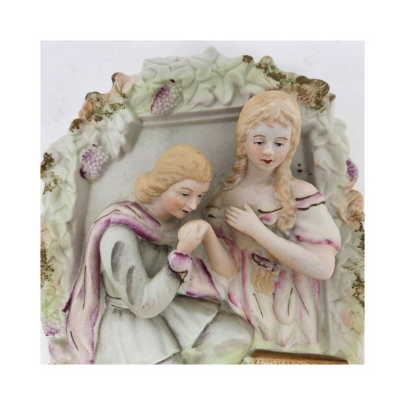 Antique Victorian Bisque Porcelain 3D Relief Wall Plaque 10 in x 7 in x 1.25 in - Picture 3 of 10